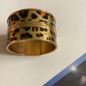 Nicole Miller Leopard Print Gold Metal Bangle Bracelet